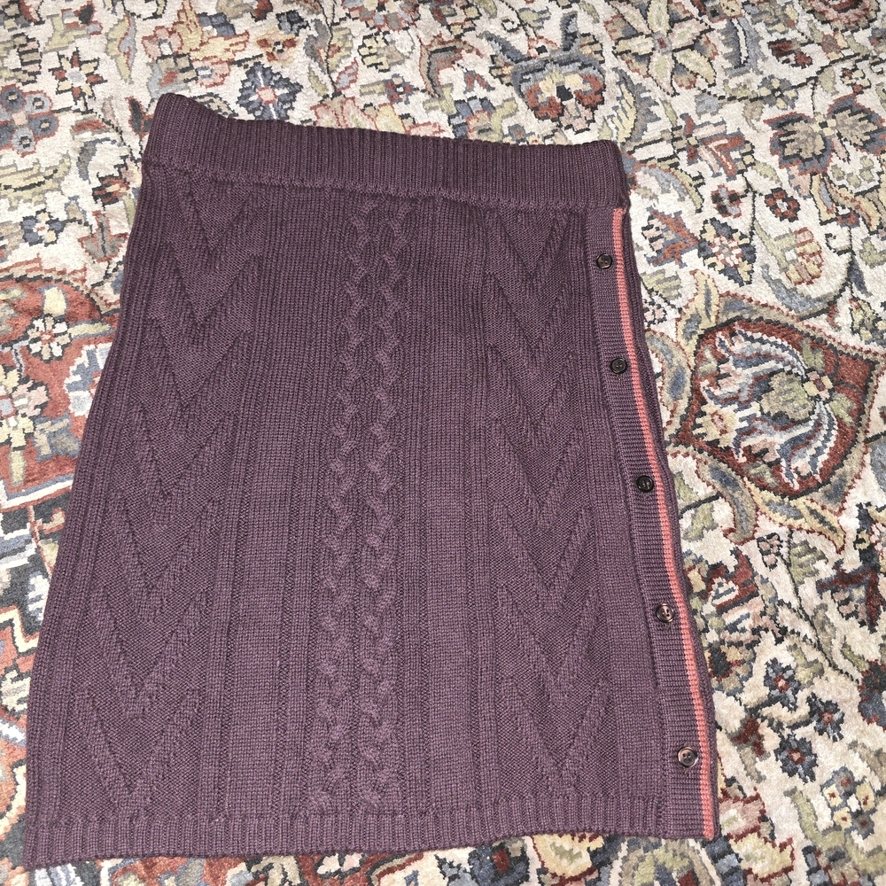 Monrow Cable Knit Mini Skirt in Plum